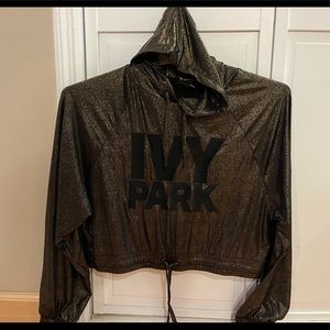 New Gold Ivy Park Lame shimmer glitter crop hoodie